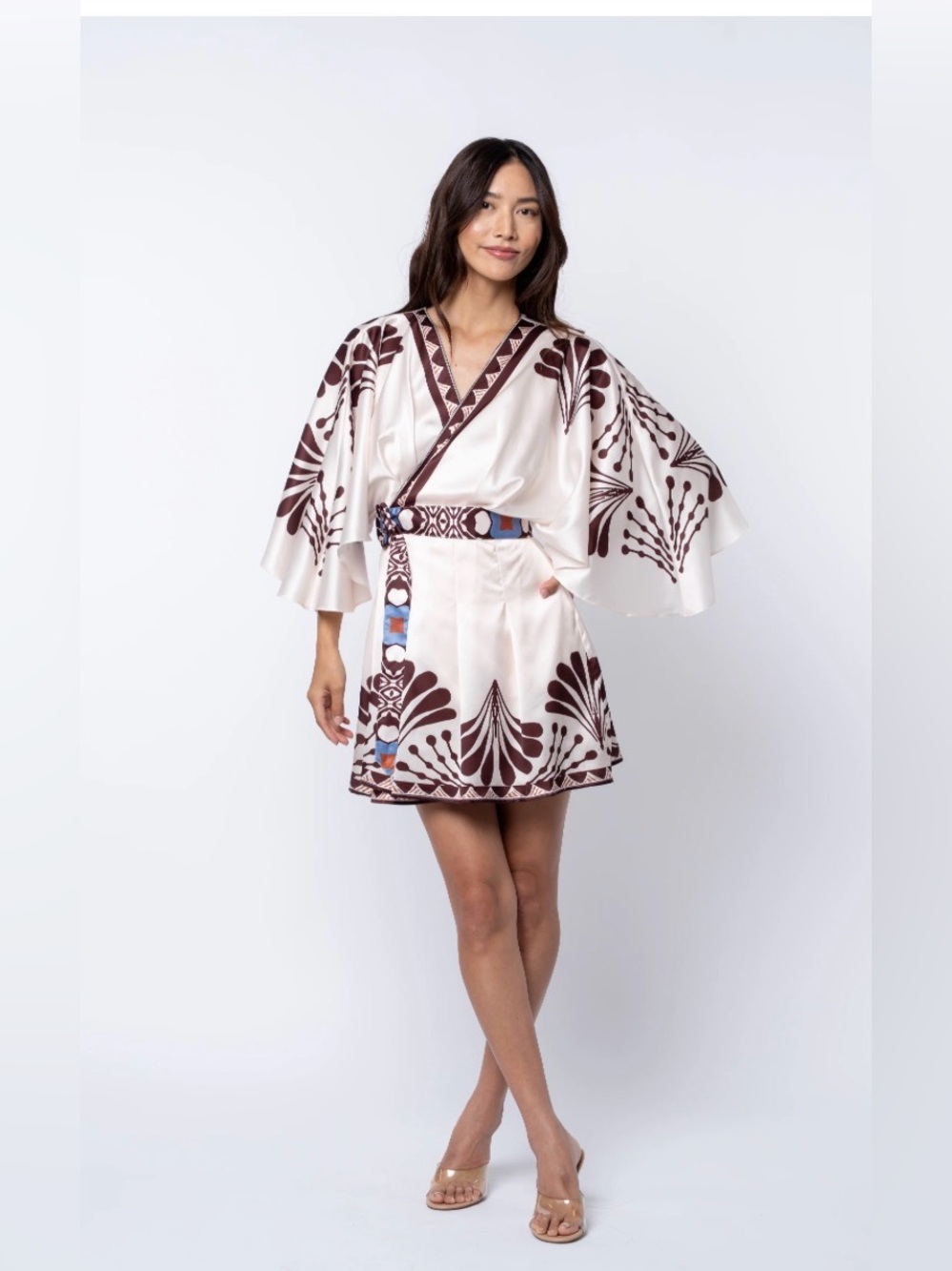 Ciebon Avaele Botanical Print Mini Wrap Dress